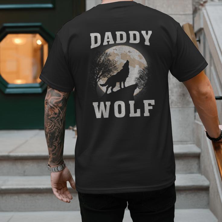 Daddy Wolf Wolves Dad Moon Fathers Day Men's Back Print T-Shirt Daddy Wolf Wolves Dad Moon Fathers Day Men's Back Print T-Shirt