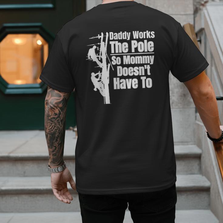 Dads Electrical Lineman Gear Husband & Lineman Wife Men's Back Print T-Shirt Dads Electrical Lineman Gear Husband & Lineman Wife Men's Back Print T-Shirt