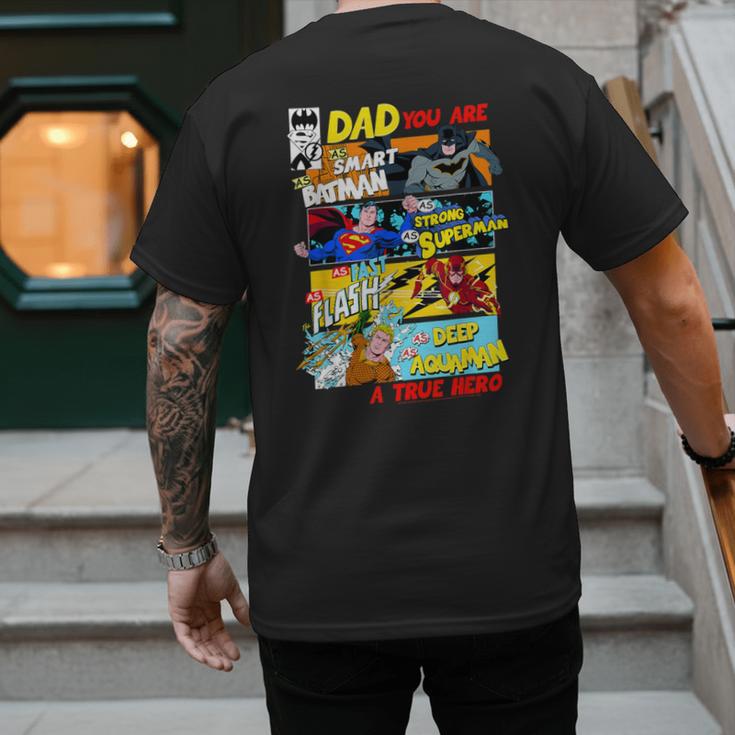 DC Comics Father's Day Justice League Dad Attributes Men's Back Print T-Shirt