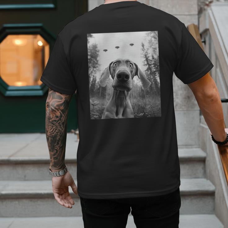 Dog Mom Dad Alien Selfie Weimaraner UFO For Men Women Men's Back Print T-Shirt