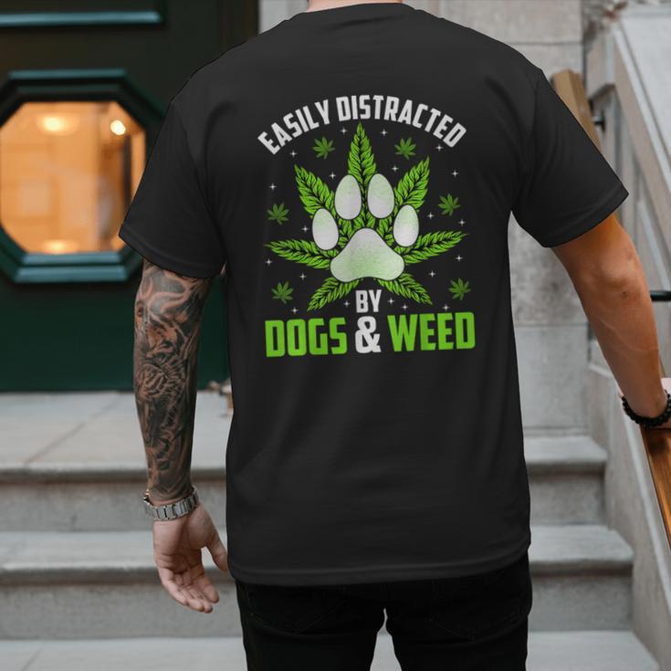Dogs And Weed Dad Mom Dog Lover Cannabis Marijuana For Men Women Men's Back Print T-Shirt