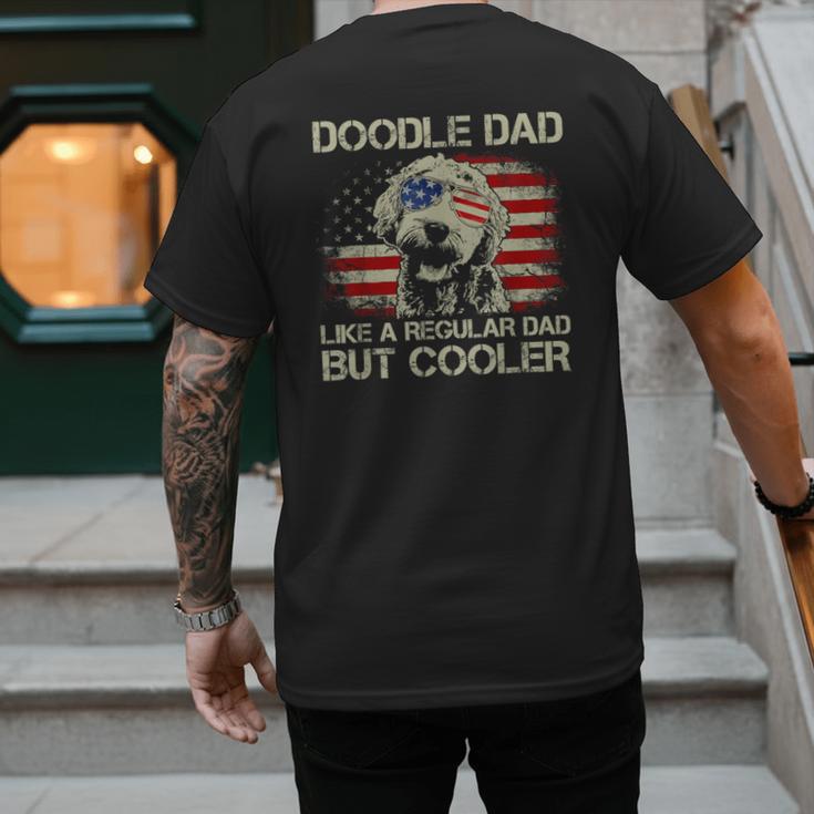 Doodle Dad Goldendoodle Regular Dad But Cooler American Flag Men's Back Print T-Shirt