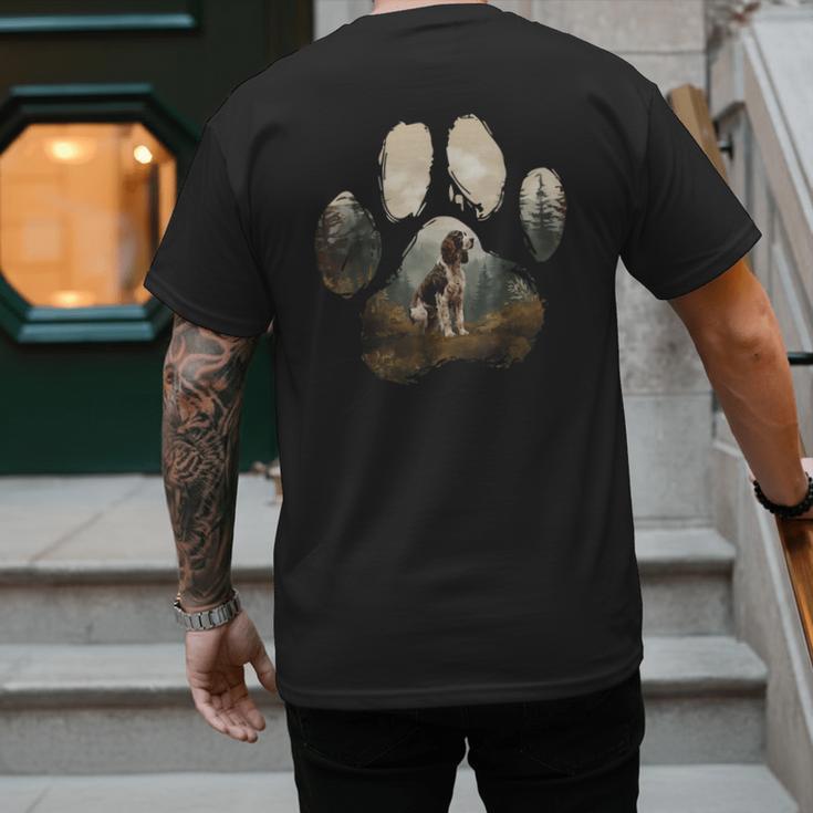 English Springer Spaniel Mountain Paw Dog Mom Dad Men's Back Print T-Shirt English Springer Spaniel Mountain Paw Dog Mom Dad Men's Back Print T-Shirt