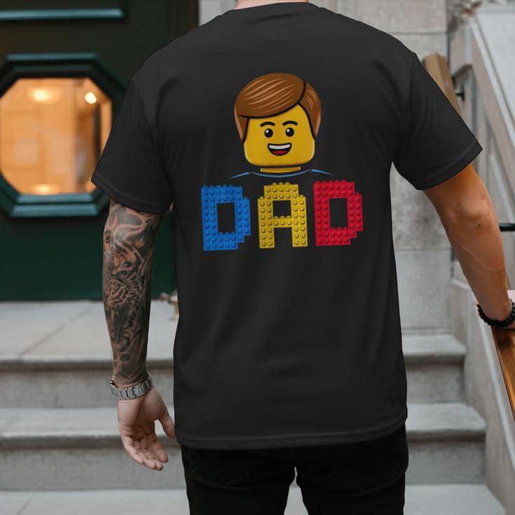 Family Dad Master Builder Building Bricks Blocks Fathers Day Men's Back Print T-Shirt