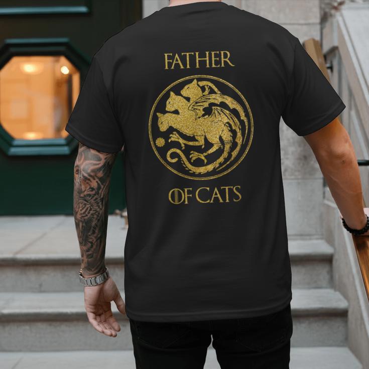 Father Of Cats Shirt Cat Dad Cat Daddy Men's Back Print T-Shirt