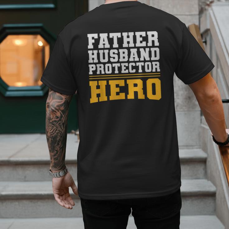 FATHER HUSBAND PROTECTOR HERO Dad Daddy Fathers Day Men's Back Print T-Shirt