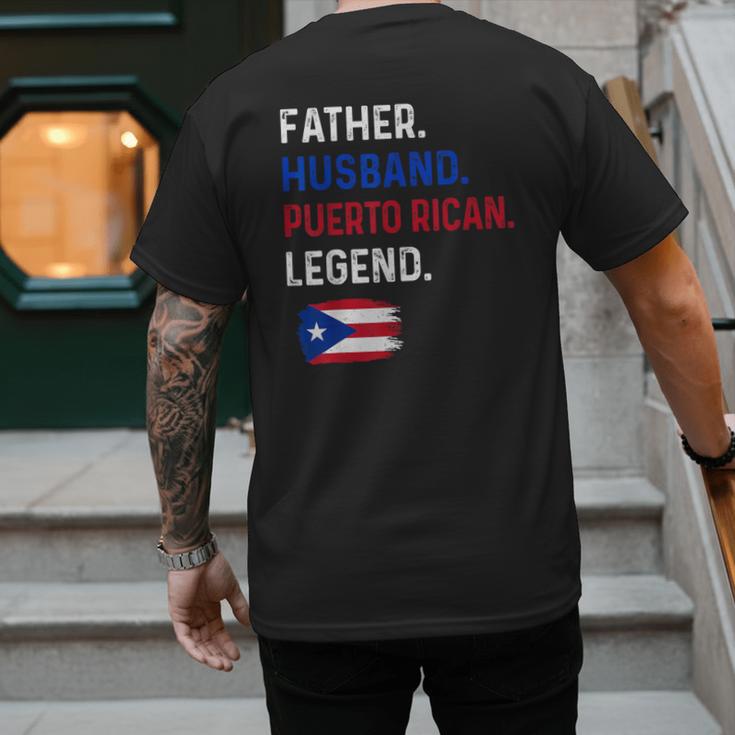 Father Husband Puerto Rican Legend Proud Dad Rico Flag Men's Back Print T-Shirt