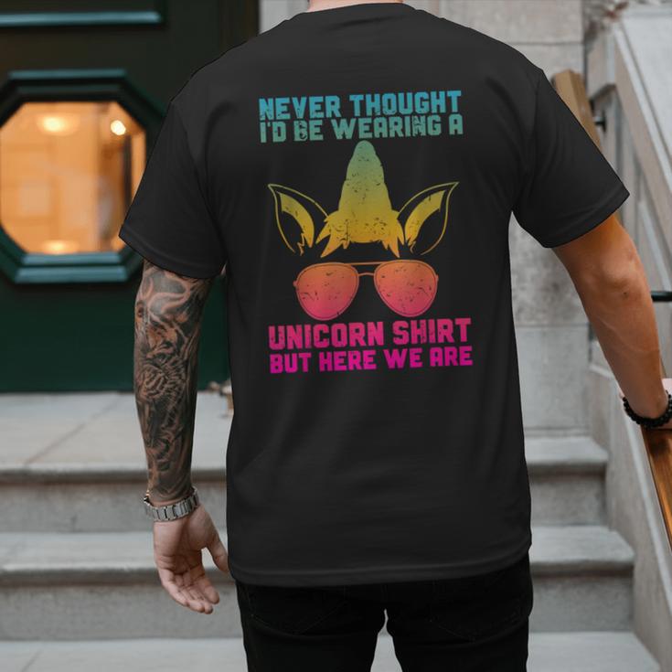 Fathers Day I Wear A Unicorn Shirt Dadacorn Men's Back Print T-Shirt