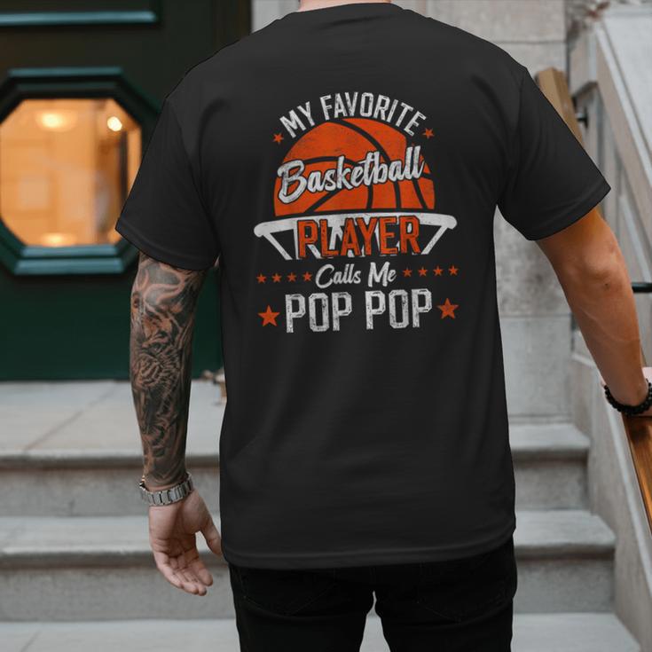 My Favorite Basketball Player Calls Me Pop Pop Funny Dad Men's Back Print T-Shirt