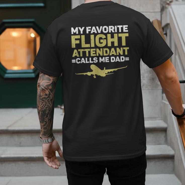 My Favorite Flight Attendant Calls Me Dad Flight Attendant Men's Back Print T-Shirt