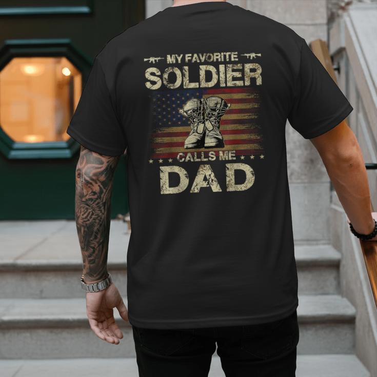 My Favorite Solider Calls Me Dad Proud Army Dad Men's Back Print T-Shirt