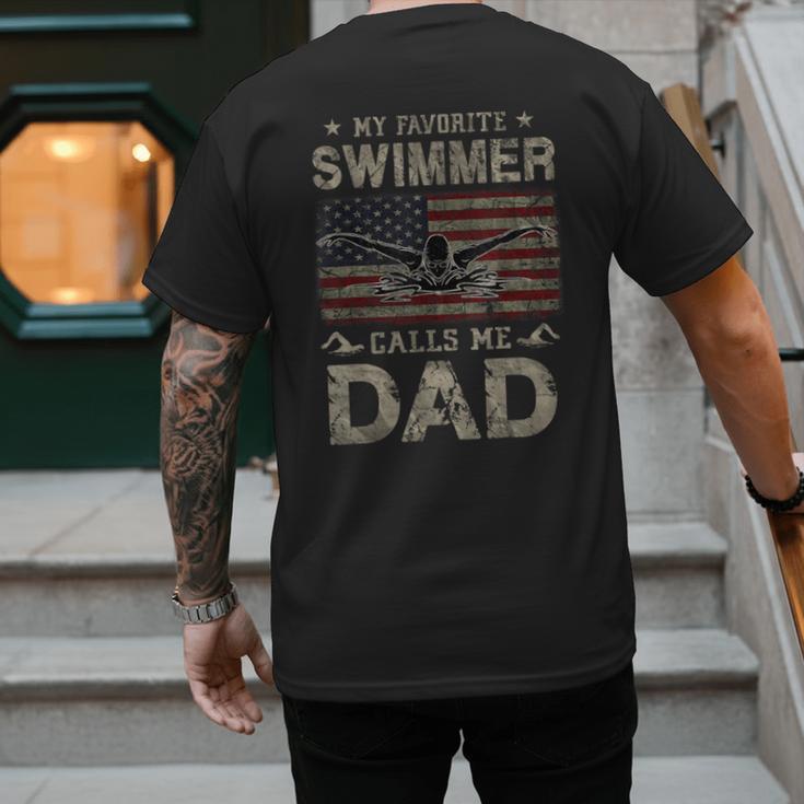 My Favorite Swimmer Calls Me Dad Fathers Day Men's Back Print T-Shirt