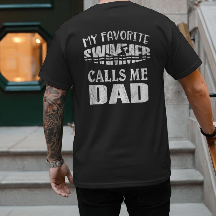 My Favorite Swimmer Calls Me Dad Vintage Swim Pool Men's Back Print T-Shirt My Favorite Swimmer Calls Me Dad Vintage Swim Pool Men's Back Print T-Shirt