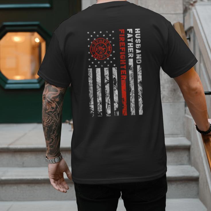 Firefighter Husband Father Fireman For Dad Men's Back Print T-Shirt Firefighter Husband Father Fireman For Dad Men's Back Print T-Shirt