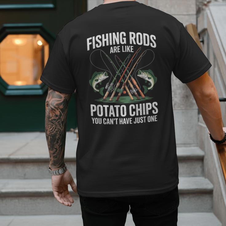 Fishing Rods Are Like Potato Chips Dad Fisherman Men's Back Print T-Shirt