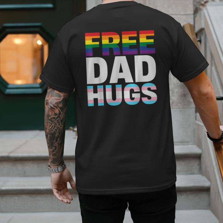 Free Dad Hugs Pride Flag Month LGBTQ Transgender Support Men's Back Print T-Shirt Free Dad Hugs Pride Flag Month LGBTQ Transgender Support Men's Back Print T-Shirt