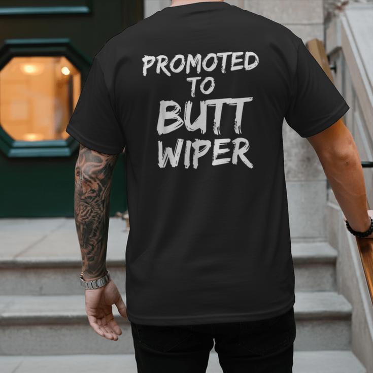 Fun New Dad Joke Baby Shower Gag Promoted To Butt Wiper Men's Back Print T-Shirt