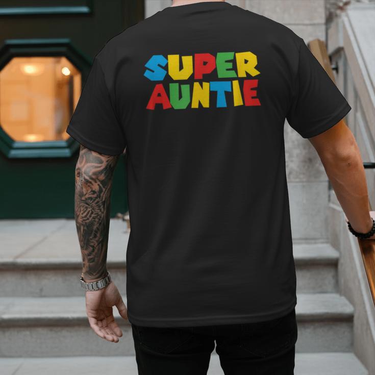 Gamer Aunt Super Auntie Gaming Matching Dad & Mom Kids Men's Back Print T-Shirt