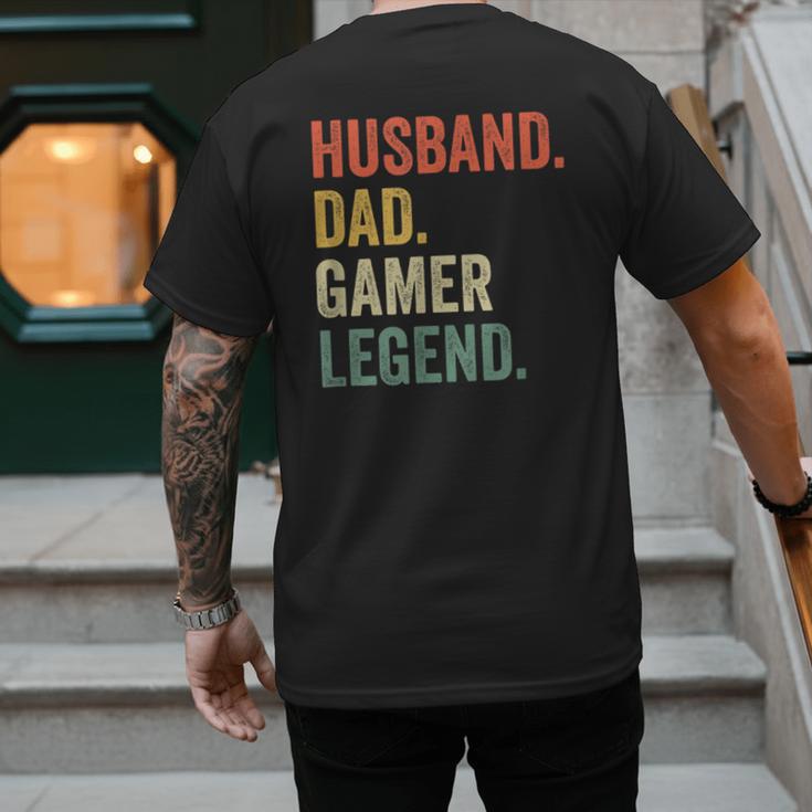 Gamer Husband Dad Video Game Legend Father's Day Men's Back Print T-Shirt