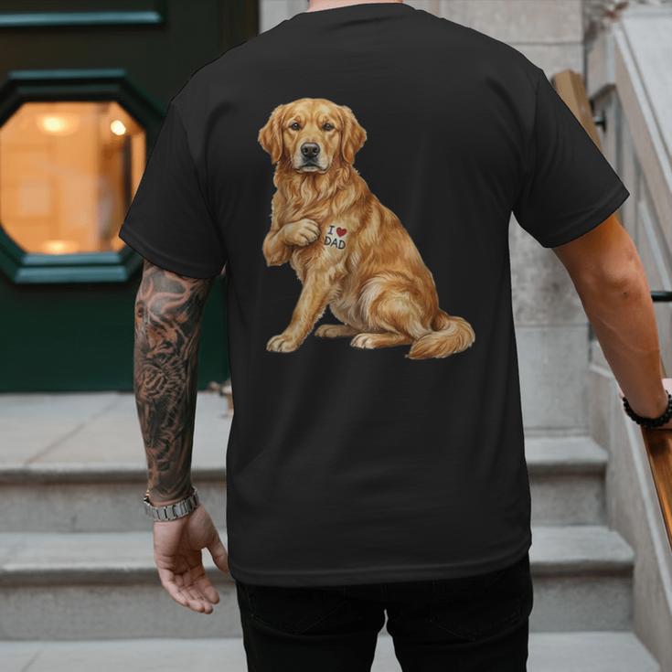 Golden Retriever I Love Dad Dog Dad Father's Day Men's Back Print T-Shirt