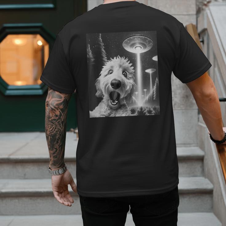 Goldendoodle Alien UFO Taking a Selfie Dog Mom Dad Men's Back Print T-Shirt