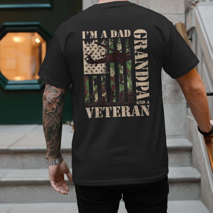 Grandpa Veteran Fathers Day Dad Veteran Camo American Flag Men's Back Print T-Shirt
