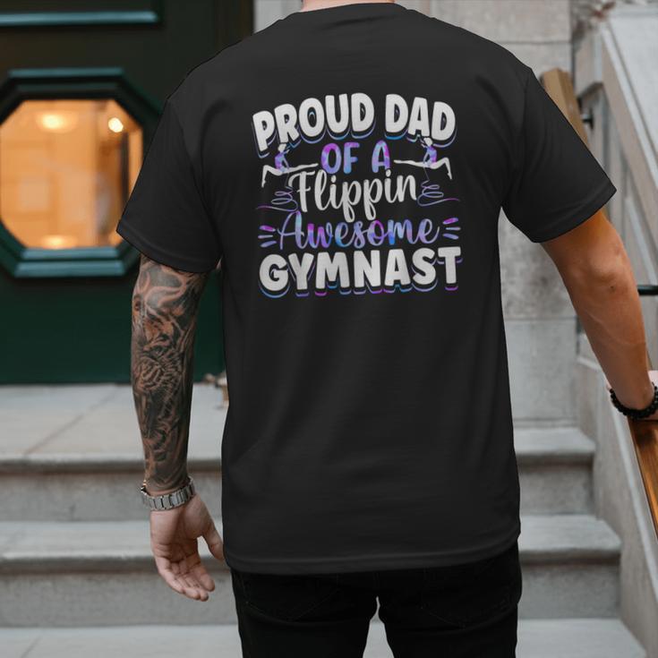 Gymnastics Watercolor Proud Dad Of A Flippin Awesome Gymnast Men's Back Print T-Shirt