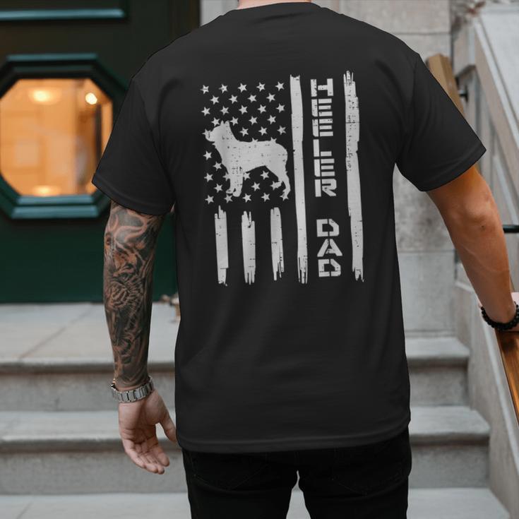 Heeler Dad Flag Vintage Blue Red Cattle Dog Patriot Men Men's Back Print T-Shirt