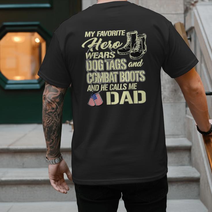 Hero Wears Dog Tags Combat Boots Proud Army Dad Father Men's Back Print T-Shirt Hero Wears Dog Tags Combat Boots Proud Army Dad Father Men's Back Print T-Shirt