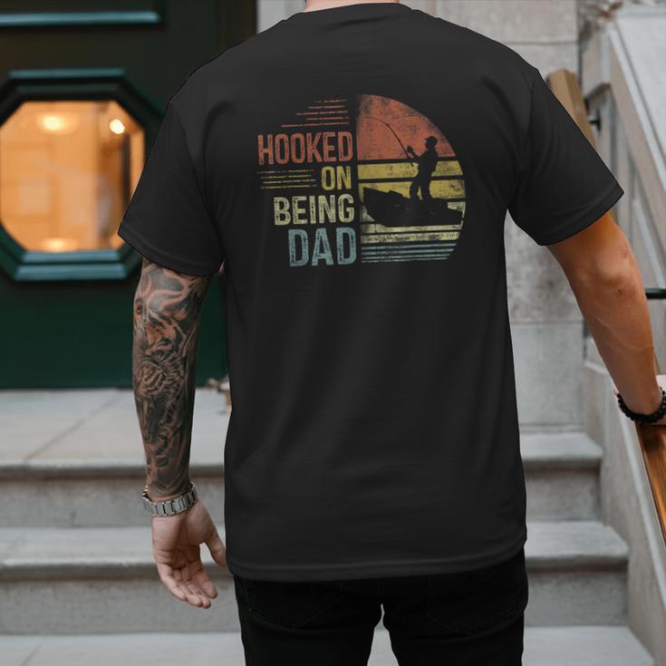 Hooked On Being Dad Fishing Dad Father's Day Men's Back Print T-Shirt Hooked On Being Dad Fishing Dad Father's Day Men's Back Print T-Shirt