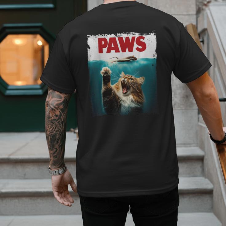 Humorous Paws Parody Cat Mouse For Cat Lover Cat Mom Cat Dad Men's Back Print T-Shirt Humorous Paws Parody Cat Mouse For Cat Lover Cat Mom Cat Dad Men's Back Print T-Shirt