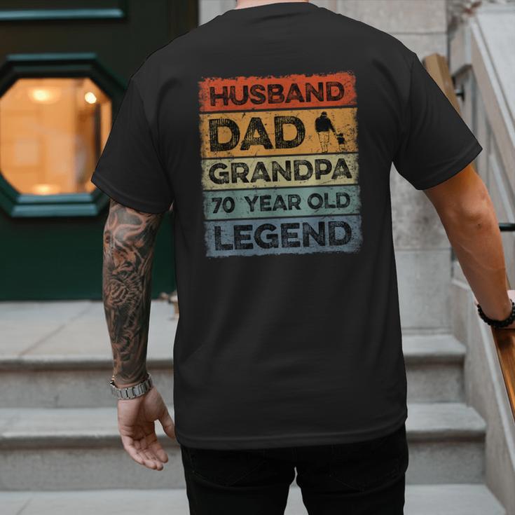 Husband Dad Grandpa 70 Year Old Legend 70th Birthday Vintage Men's Back Print T-Shirt