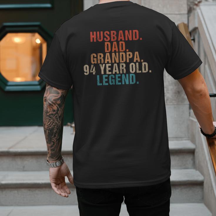 Husband Dad Grandpa 94 Year Old Legend 94th Bday Men Men's Back Print T-Shirt