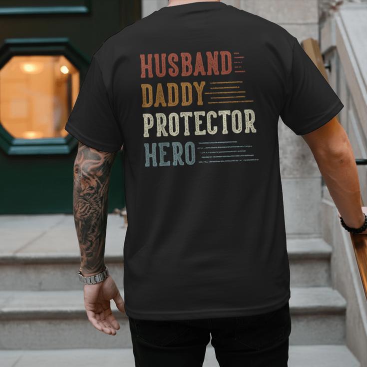 Husband Daddy Protector Hero For Dad Father's Day Men's Back Print T-Shirt