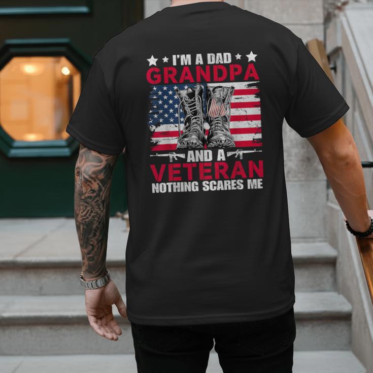 I'm A Dad Grandpa And Veteran Papa Grandpa Fathers Day Men Men's Back Print T-Shirt