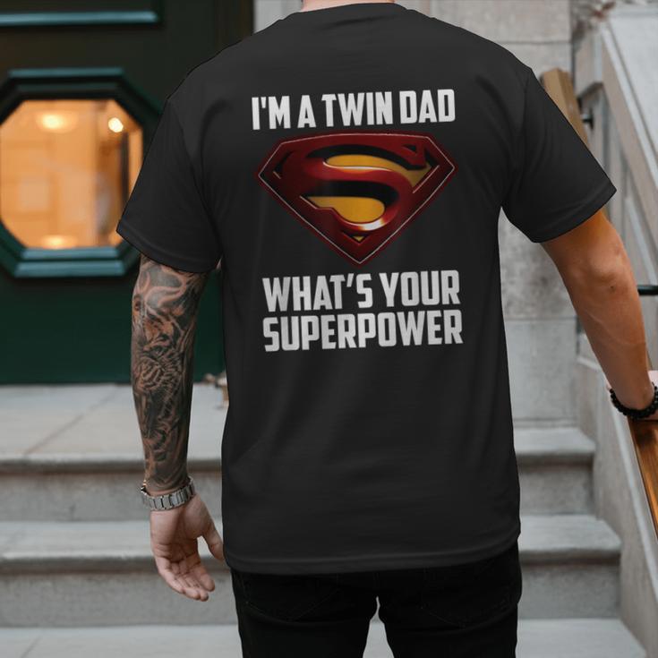 I'm A Twin DAD-What's Your Superpower Men's Back Print T-Shirt
