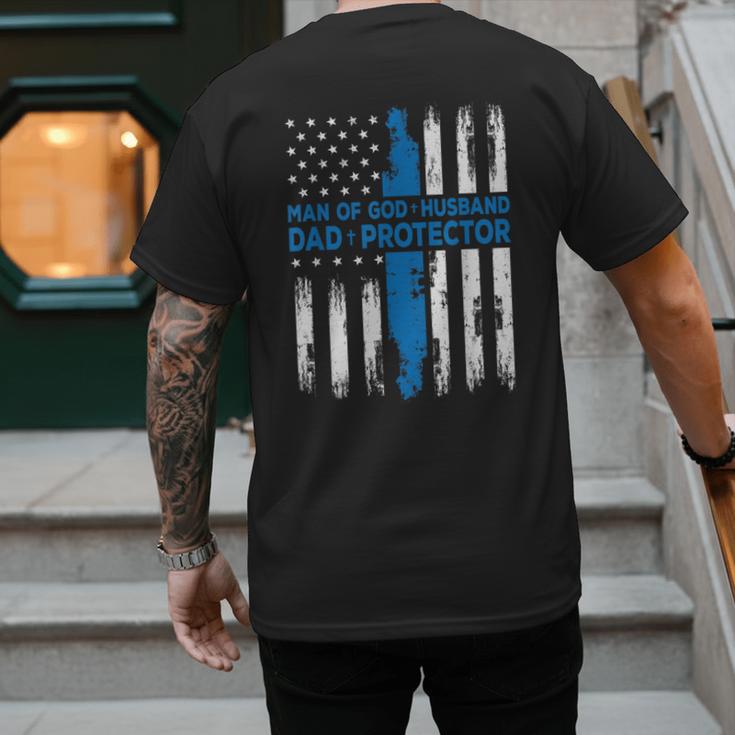 Jesus God Religious Man Of God Husband Dad Protector Men's Back Print T-Shirt
