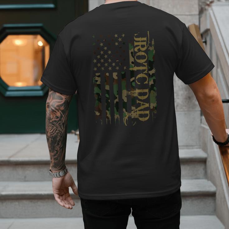 JROTC Dad United States Distressed Camo w US Flag Men's Back Print T-Shirt