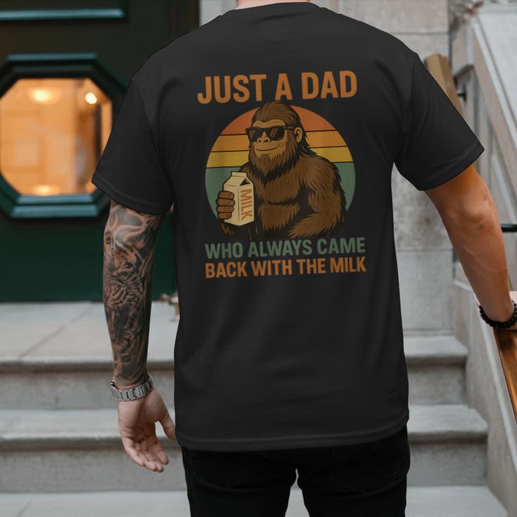 Just A Dad Who Always Came Back With The Milk Bigfoot Men's Back Print T-Shirt