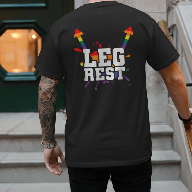 Leg Rest Naughty Dad Joke Vagitarian Lesbian Men's Back Print T-Shirt