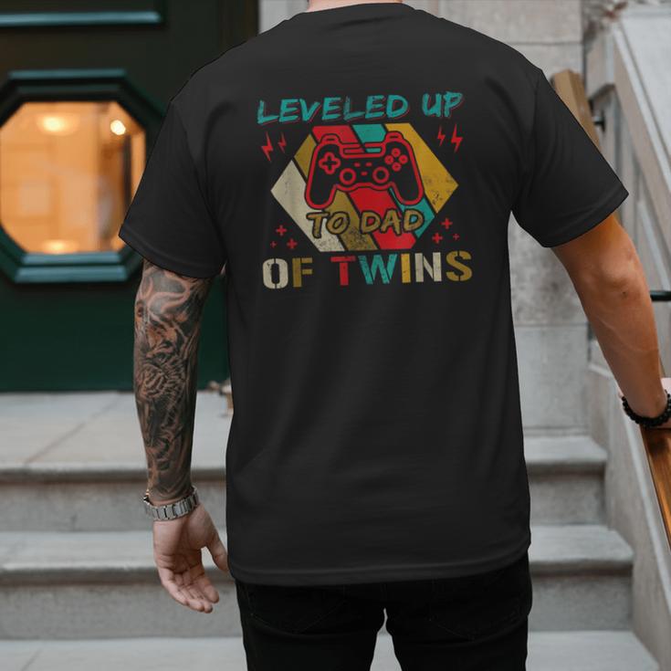 Leveled Up To Dad Of Twins Video Gamer Gaming Men's Back Print T-Shirt
