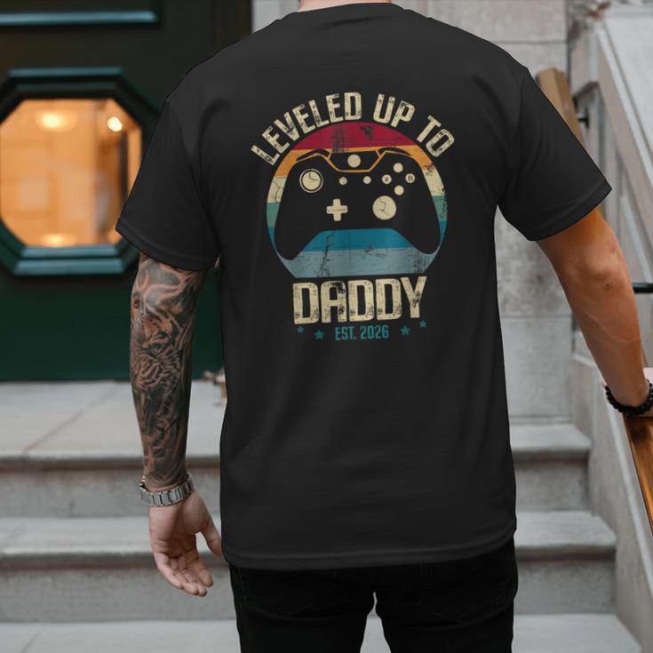 I Leveled Up To Daddy Est 2026 Dad Level Unlocked New Dad Men's Back Print T-Shirt