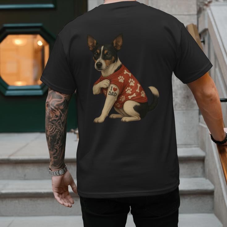 I Love Dad Tattoo Rat Terrier Dad Men's Back Print T-Shirt