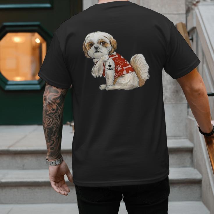 I Love Dad Tattoo Shih Tzu Dad Father's Day Men's Back Print T-Shirt