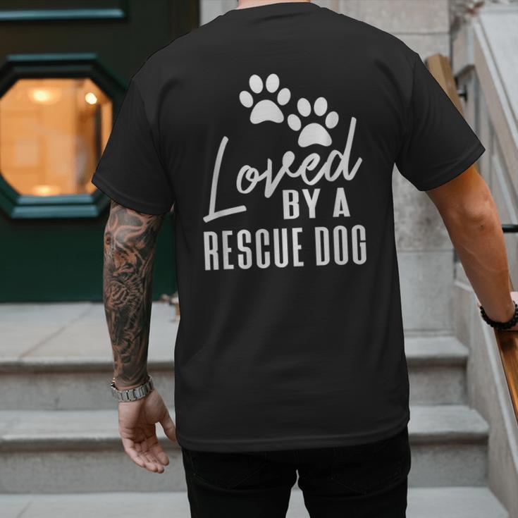 Loved By A Rescue Dog Foster Mom Rescue Dad Men's Back Print T-Shirt