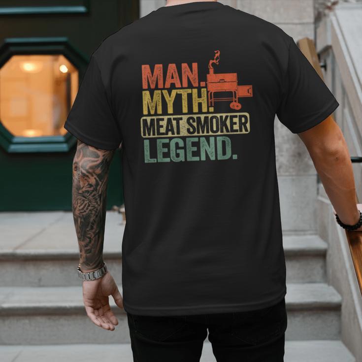 Man Myth Meat Smoker Legend Dad Grillfather BBQ Meat Smoking Men's Back Print T-Shirt