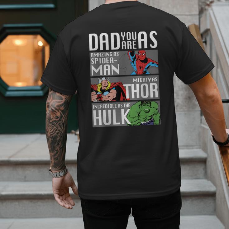 Marvel Father's Day Spider-Man Thor Hulk Dad Attributes Men's Back Print T-Shirt