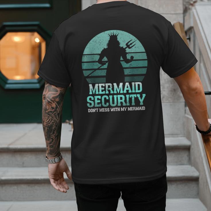 Mermaid Security Vintage Birthday Party Dad Father Day Men's Back Print T-Shirt Mermaid Security Vintage Birthday Party Dad Father Day Men's Back Print T-Shirt