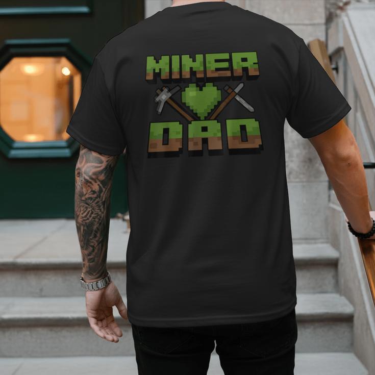 Miner Dad Birthday Boy Party Video Gamer Pixel Men's Back Print T-Shirt