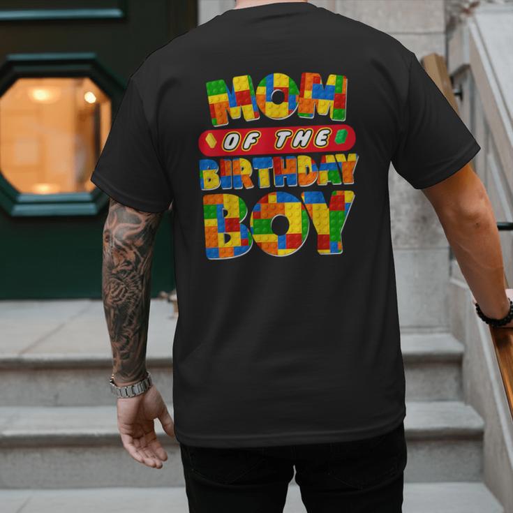 Mom And Dad Birthday Boy Building Bricks Family Party Decor Men's Back Print T-Shirt